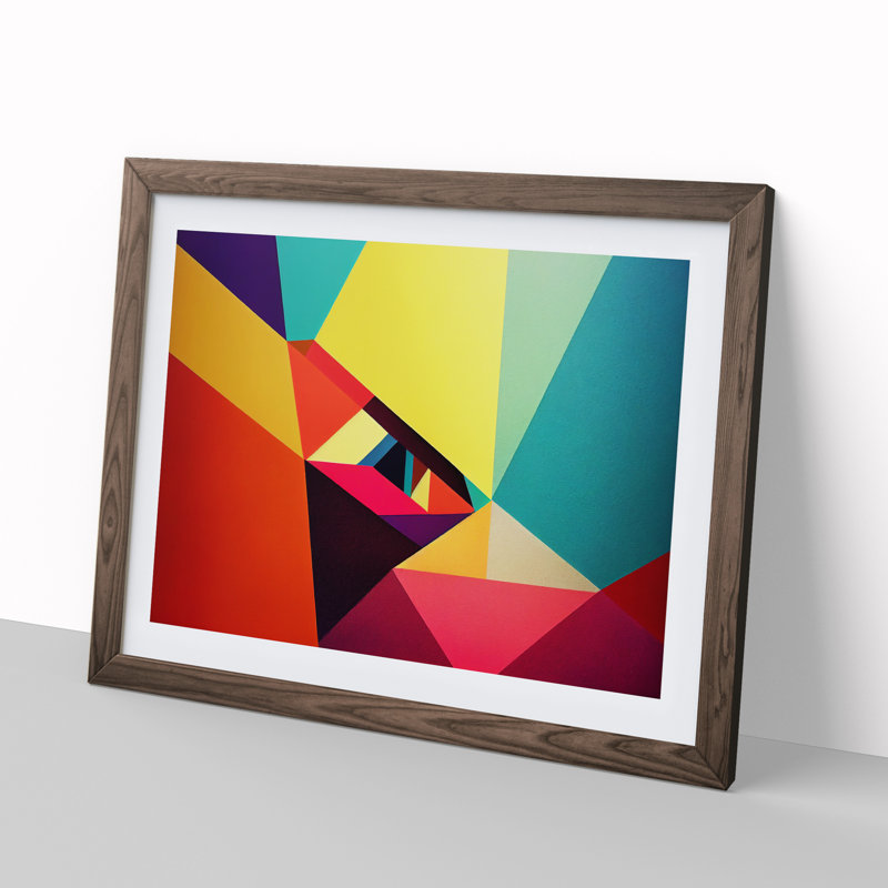 Appealing Modern Abstract Art - Single Picture Frame Print, 46cm H x 64cm W, Walnut