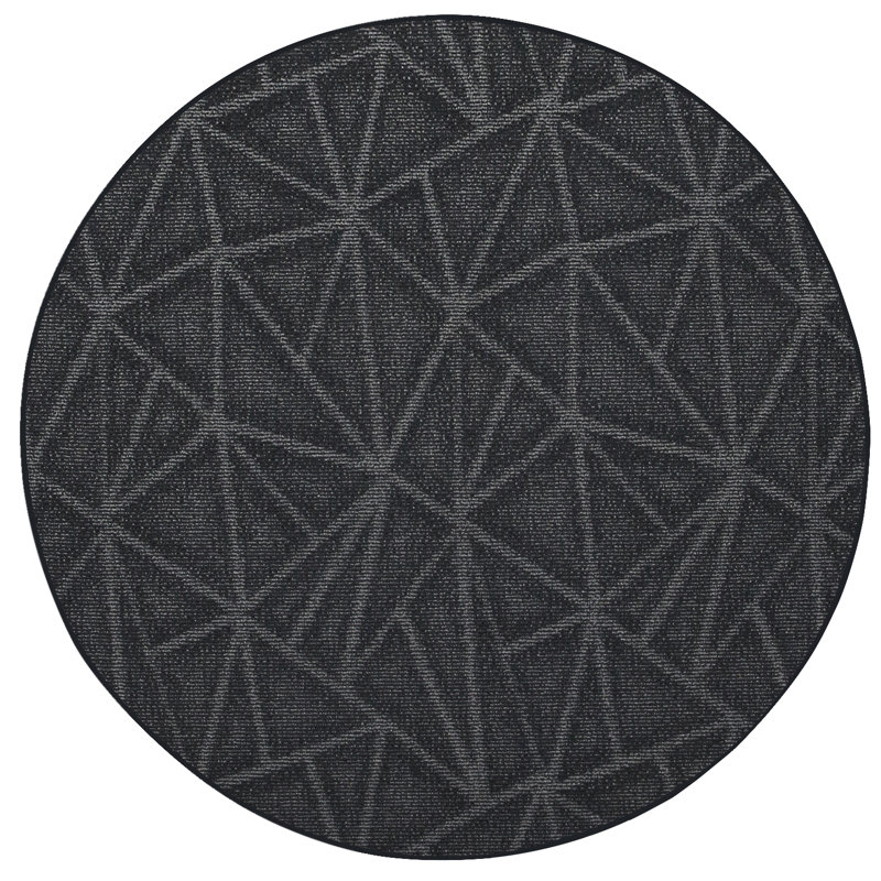 Tapis à motif raffiné raffiné gris foncé, Rond 10 pi