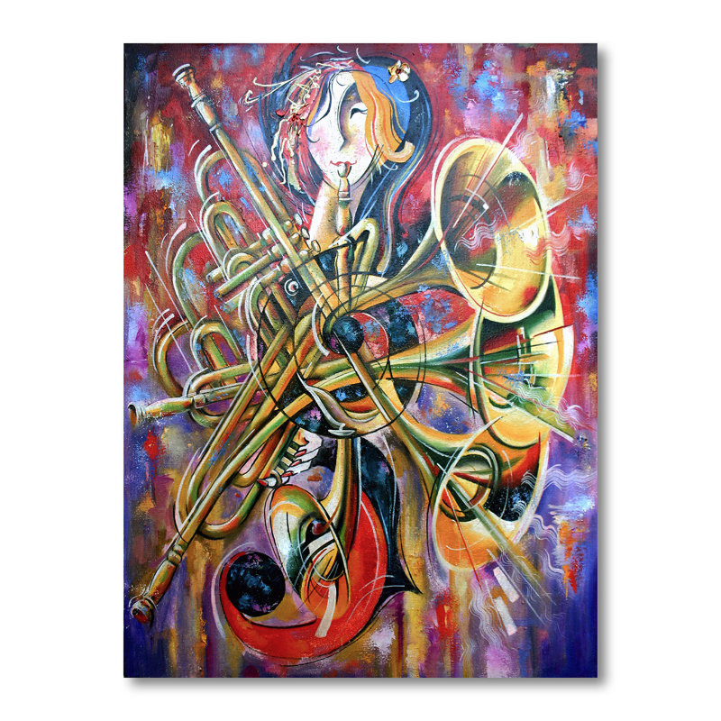 Impression abstraite multicolore sur toile - Bohème et éclectique, impression sur toile, H 32 po x l 24 po, Toile tendue