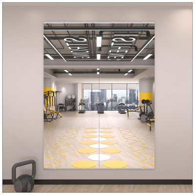 2-Pack Modern Home Gym Mirror, Wall-Mounted, Framed, Durable And High-Definition For Fitness And Decor