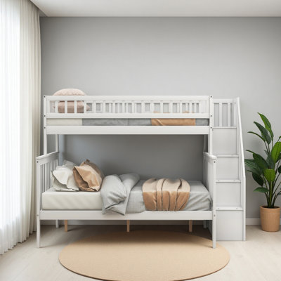 Twin Over Full Stairway Bunk Bed With Storage