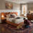 Modern Wide-Panel Upholstered Bed, King, Orange Velvet-324293339-324293338