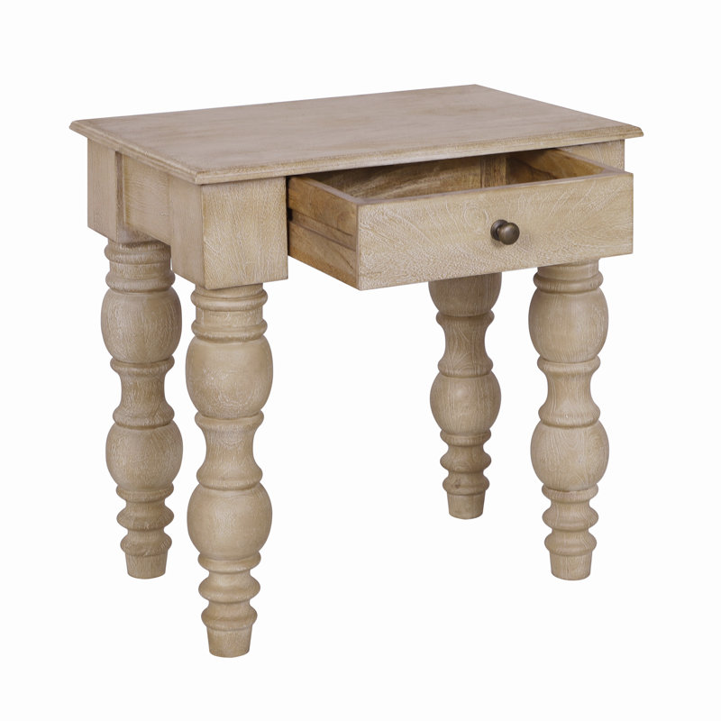 Ensemble de 2 tables de bout en bois massif avec rangement Floressa, Rustic Natural