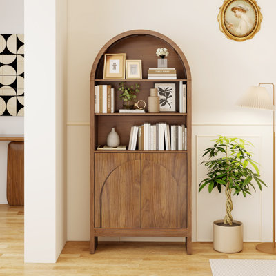 5 Tier Arched Display Cabinet, Arched Storage Bookcase by Red Barrel Studio