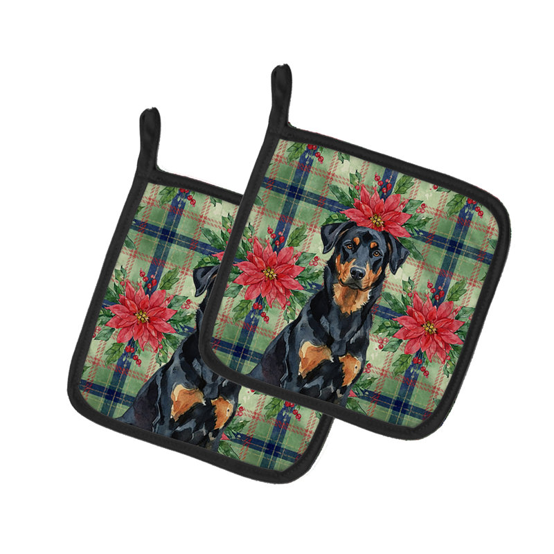 Paire de poignées Beauceron Christmas Poinsettas