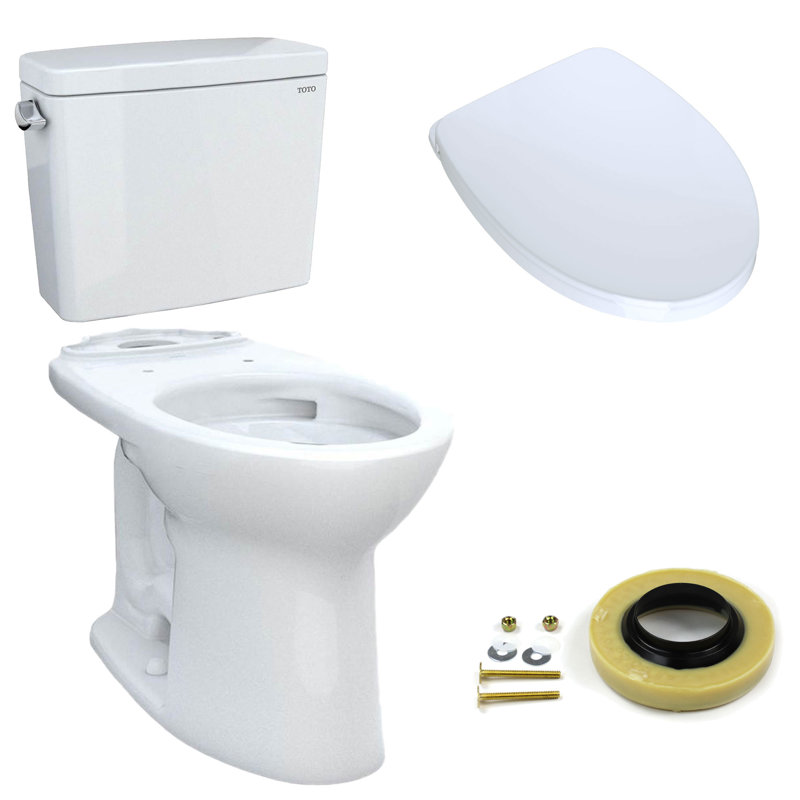 Drake® 1.28 GPF (Water Efficient) Elongated Two-Piece Toilet, Left-Hand, 10", Cotton