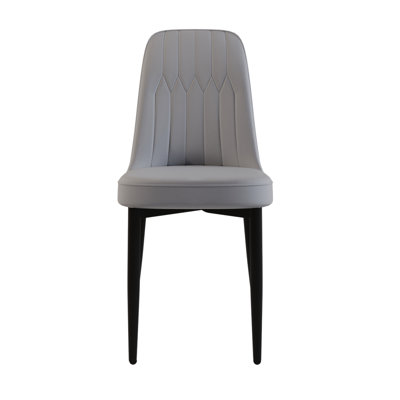 Table de salle à manger industrielle pour 4 à 6 personnes avec plateau blanc teint, structure en métal noir et fauteuils ergonomiques confortables et moelleux