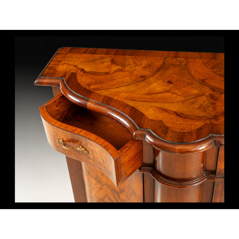 Handcrafted Italian Burl Wood Serpentine Sideboard