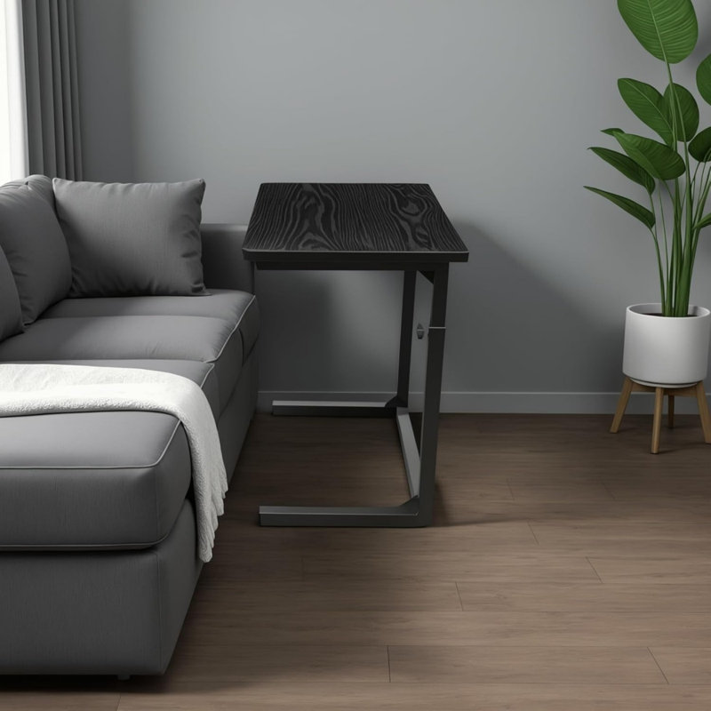 Side C-Shaped Sofa Table, Black Height Adjustable Laptop Table