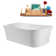 67" Streamline Soaking Glossy White Freestanding Tub and Tray With Internal Drain