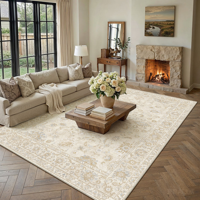 Tapis d'inspiration persane classique Lume & Co., Beige, Rectangle 9 pi x 12 pi