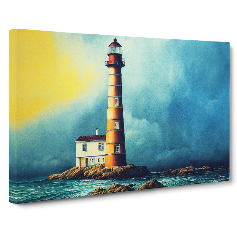 Lighthouse Watercolour Vol.5 - Wrapped Canvas, 50cm H x 76cm W x 3cm D