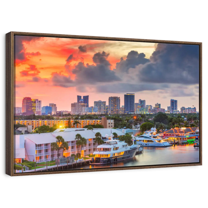 Fort Lauderdale en Floride, Cadre flottant noyer, 31 po x 21 po