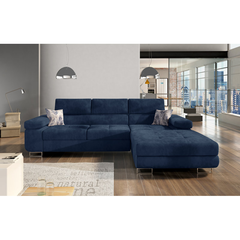 Marni 4 Seater Sofa Bed, Blue, Right Hand Facing