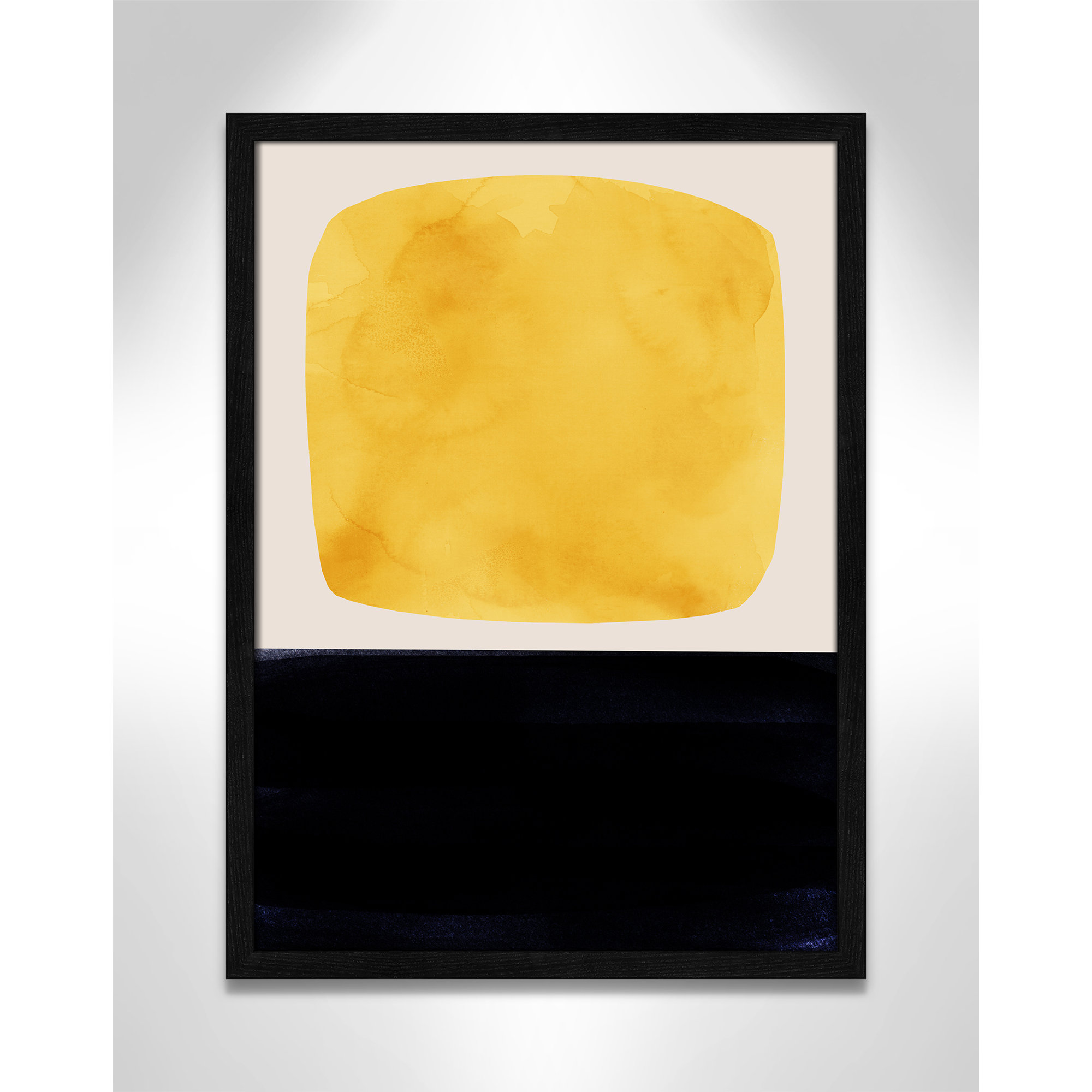 Boxed-Yellow by Aoibhne Hogan, 23" H x 17" W x 0.75" D, Black Wood Grain Paper