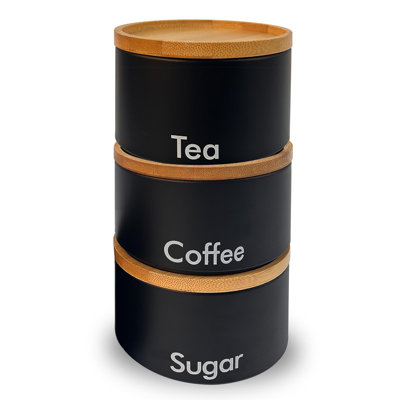 MantraRaj 3 PCS Jar Tea Coffee Sugar Canister Set Kitchen Canister Set Kitchen Food Storage Tin