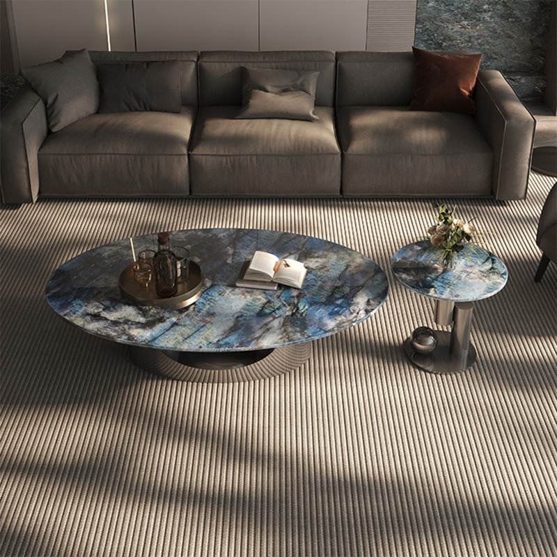 Table basse italienne ovale en pierre micro-cristalline