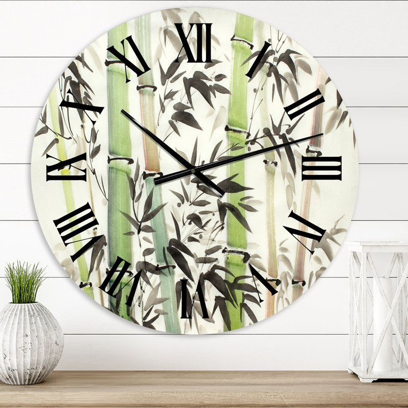 Horloge murale Bamboo Branches In The Forest II - Lake House, Moyen