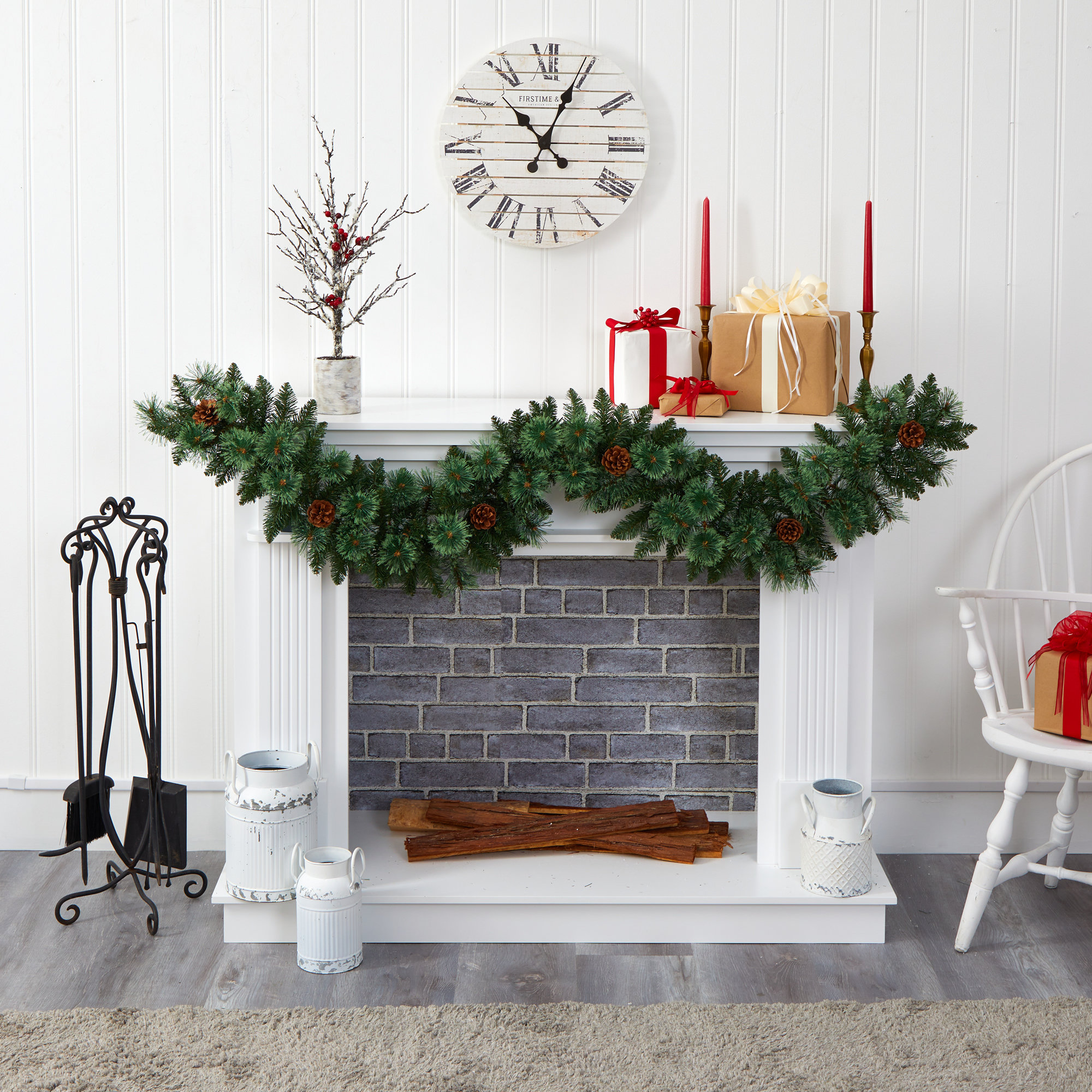 7'' in. Lighted Faux Garland