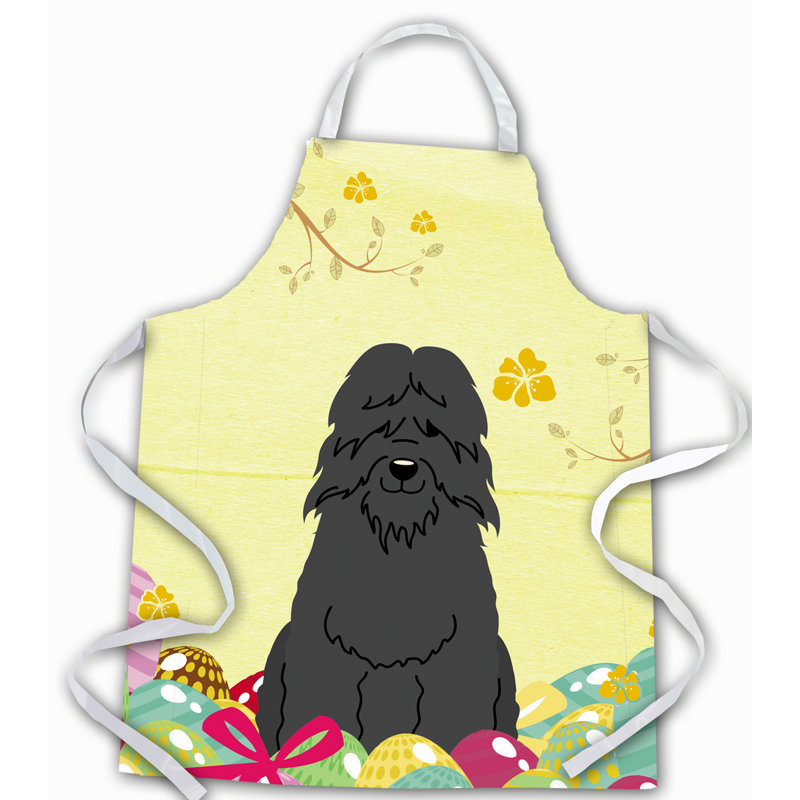 Tablier œufs de pâques, Caniche, Jaune / noir