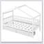 Lit de maison en bois avec deux tiroirs, toit en ciel fantaisiste pour enfants, fabrication en bois de pin robuste et rangement spacieux-129431818