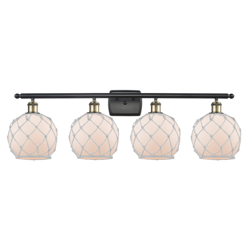 Éclairage de salle de bain à intensité variable 4 lumières Larochelle Farmhouse Rope, Ampoule incandescente rétro de 60 watts