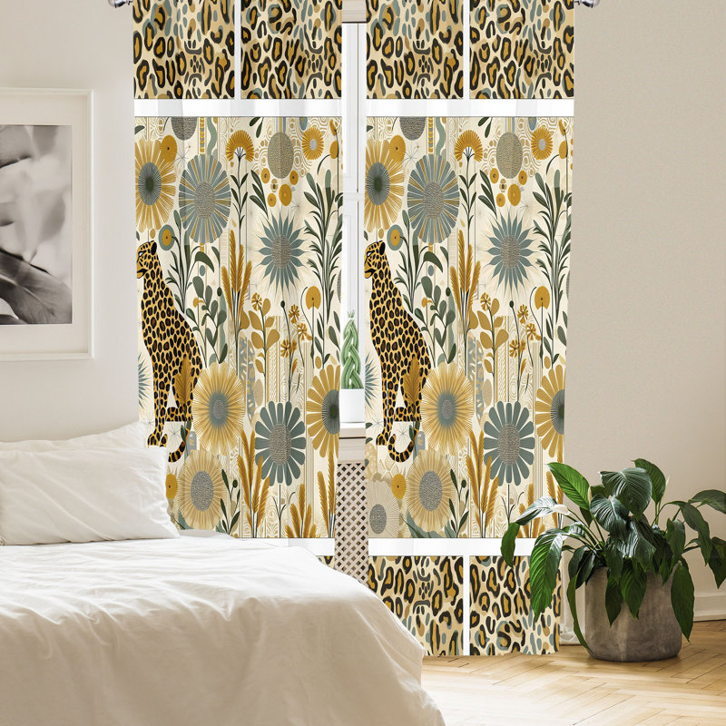 Paire de rideaux à motif léopard East Urban Home, L 28 po x L 63 po