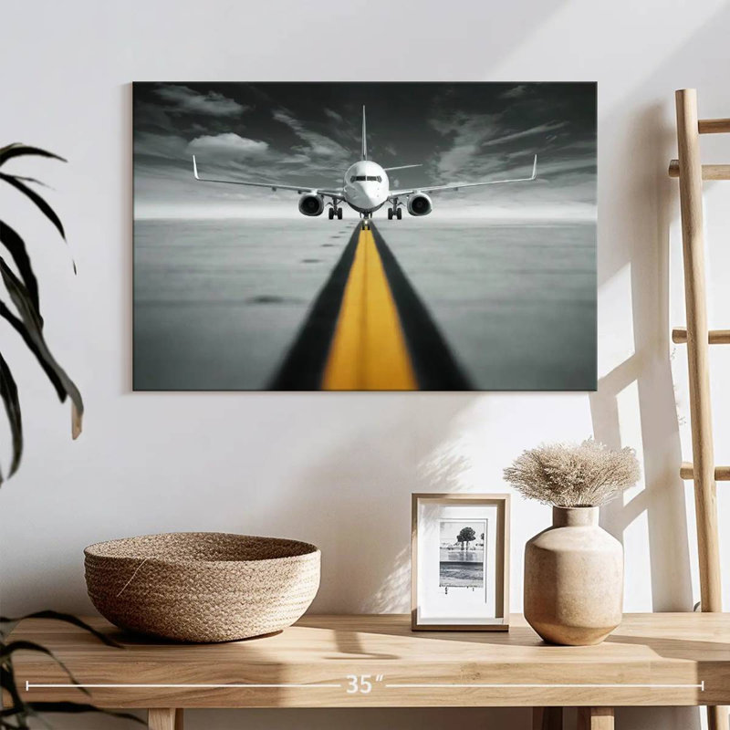Mehar avion sur la ligne jaune, H 16 po x l 24 po