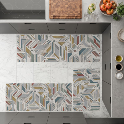 Geometric Abstract Non-Slip Washable Kitchen Mats