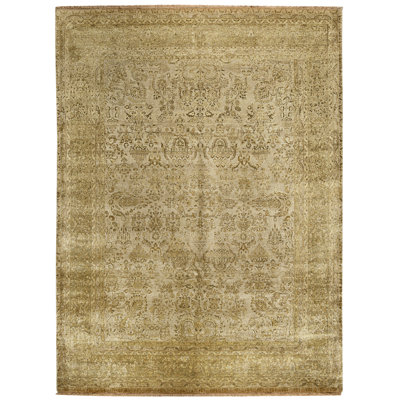 Tapis beige et doré de haute qualité noué à la main