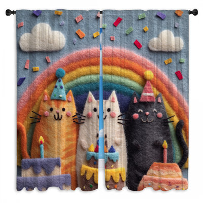 Rideaux de fenêtre Cats With Birthday Cakes