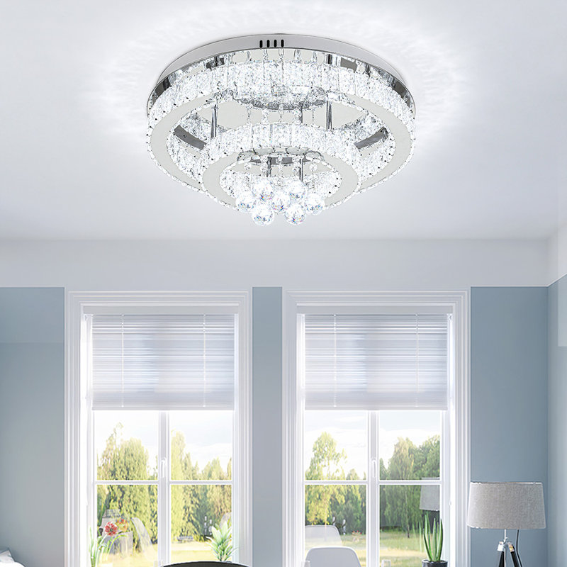 2-Light 50cm Double Tier Round Crystal Celling Light