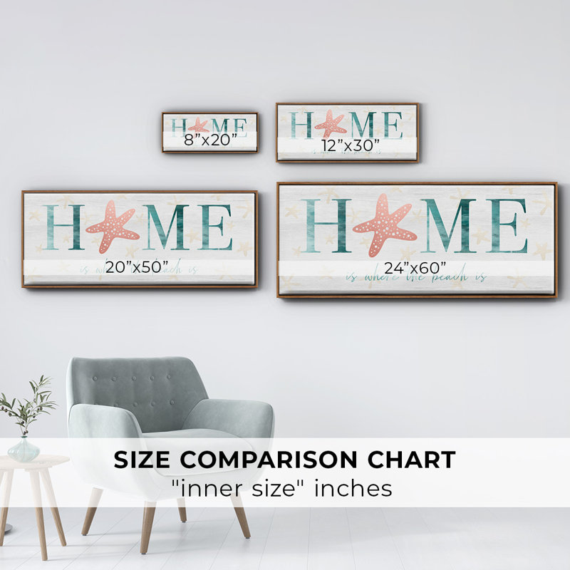 Home Beach- Framed Canvas, 8" H x 20" W