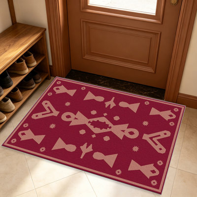 Red Beige Totems area rugs for Living Room, Soft and Comfortable, Suitable for all seasons, easy to maintain, machine washable Indoor floor mat, Under Table Farmhouse suitable for Bedroom, Dining Room, Study, Patio, Balcony, Home Decor