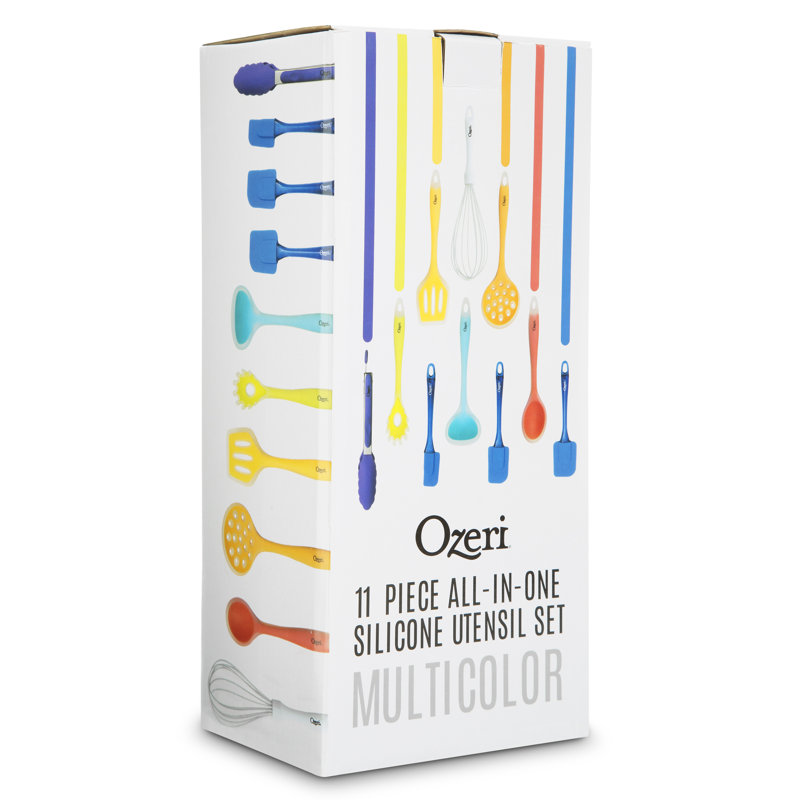 Ozeri 11-Piece Multicolor Silicone Kitchen Utensil Set with Holder