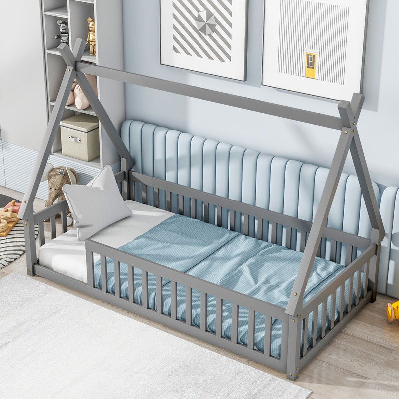 Lit plateforme Aggappora, Lit simple, Gris
