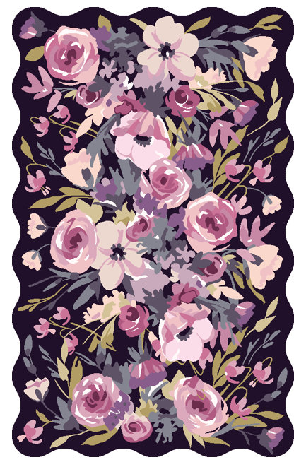 Violet Roses Rug, Rectangle 5' x 8'