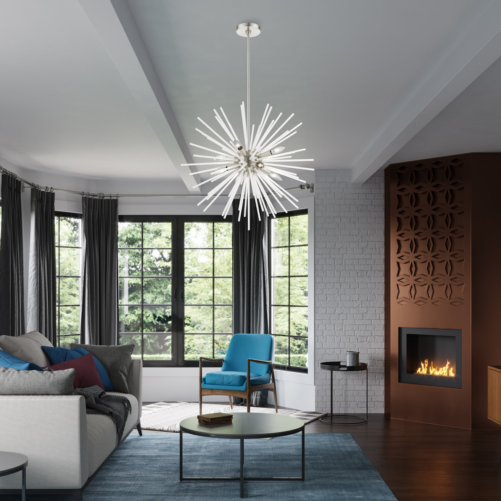Ryzen 6 - Light Dimmable Sphere Chandelier, 25.75'' H x 15.75'' W x 25.75'' D, Brushed Nickel