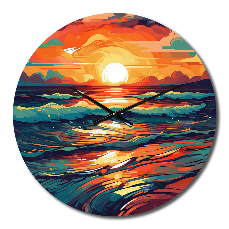 Horloge murale en métal Sunset On The Beach, Petit