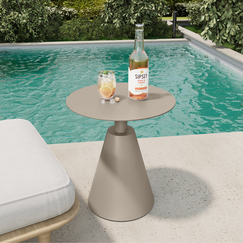 Table d'appoint ronde en aluminium pour l'extérieur, Brun