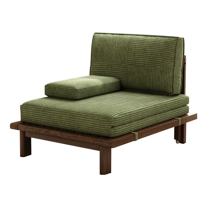 100.1Cm Corduroy Armless Convertible Sofa & Chaise, Green