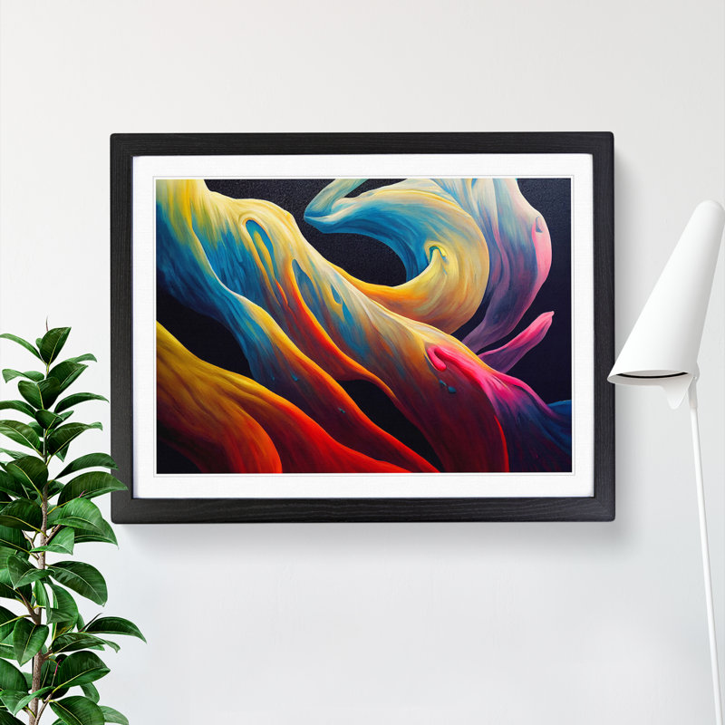 Tranquil Abstract Art - Single Picture Frame Print, Black Framed, 46cm H x 64cm W x 2cm D