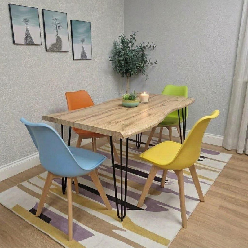 Dining Set, Colourful Mixed, 75cm H x 117cm L x 77cm W  