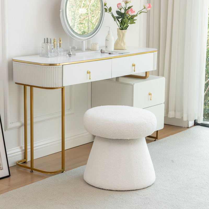 Repose-pieds avec tabouret décoratif, Blanc