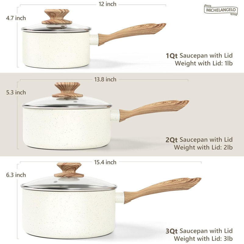 Ensemble de casseroles avec couvercle Ensemble de casseroles à revêtement antiadhésif avec revêtement en granite Ensemble de casseroles non toxiques de 3 pte compatible avec 1 pte, 2 pte et 3 pte
