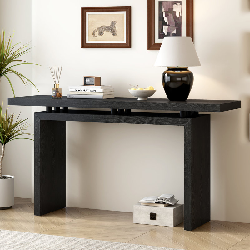 Modern Minimalist Console Table with Floating Design, Functional Entryway Furniture for Hallway, Foyer & Living Room, Black