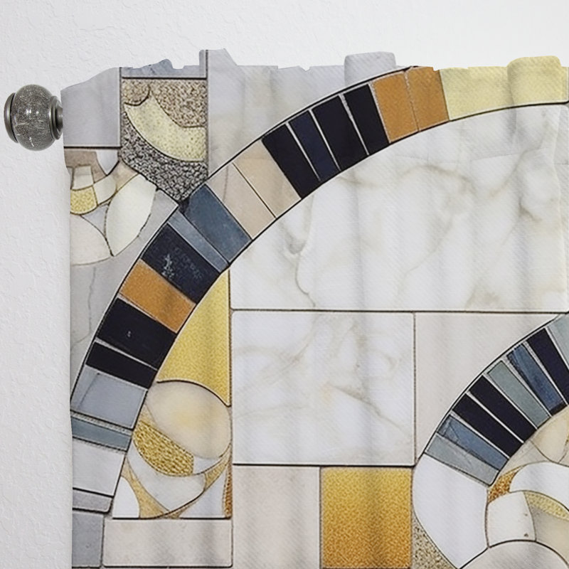 Mosaïque grise et jaune IV - Rideau à formes abstraites - Velours obscurcissant - 1 panneau, L 52 po x L 95 po