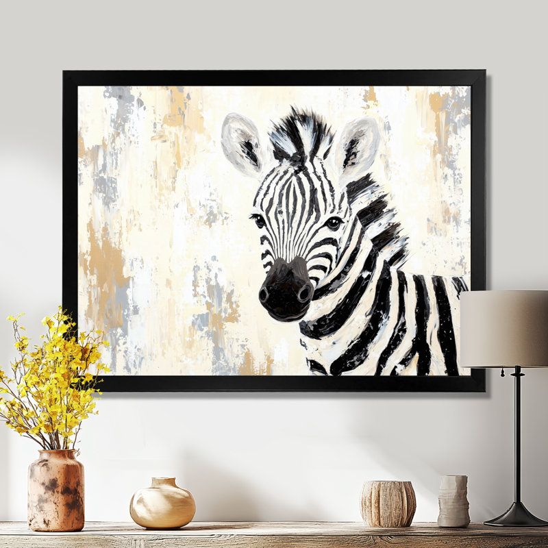 Reproduction sur toile zébrée minimaliste III, Reproduction encadrée d'une seule photo sans pass, Noir, H 12 po x l 20 po