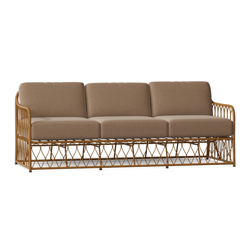 Cane 79.75'' Wide Aluminum Patio Sofa with Cushions, Hedge Flannel Sunbrella® Flannel