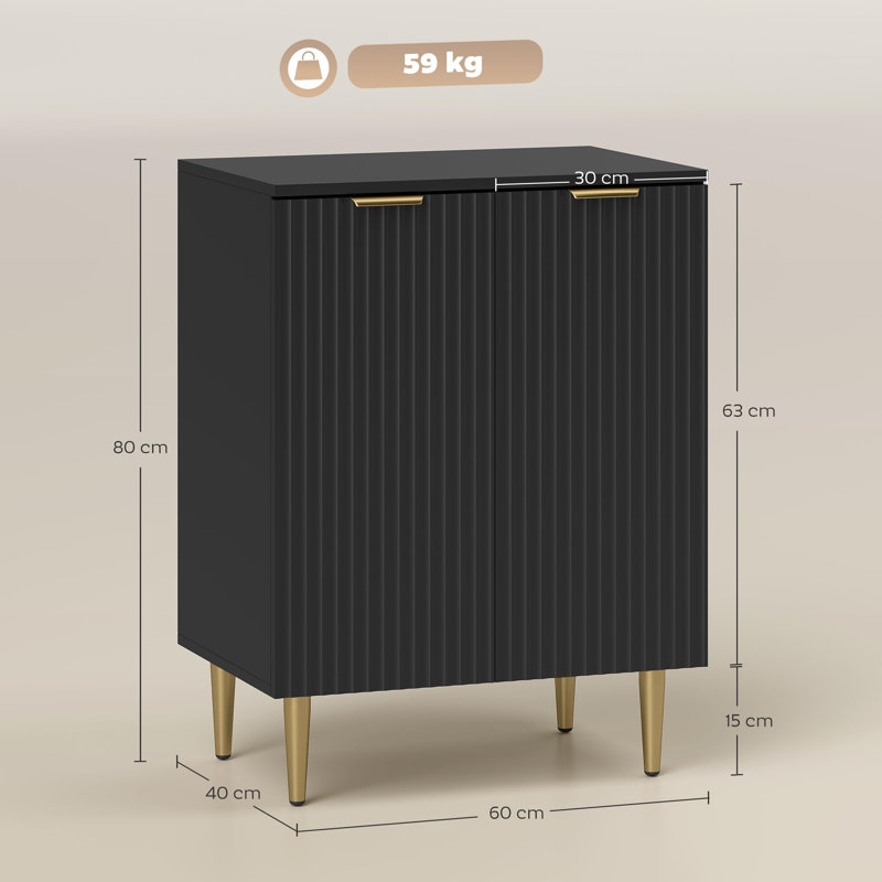 MDF 2 - Door Rectangle Accent Cabinet, Black